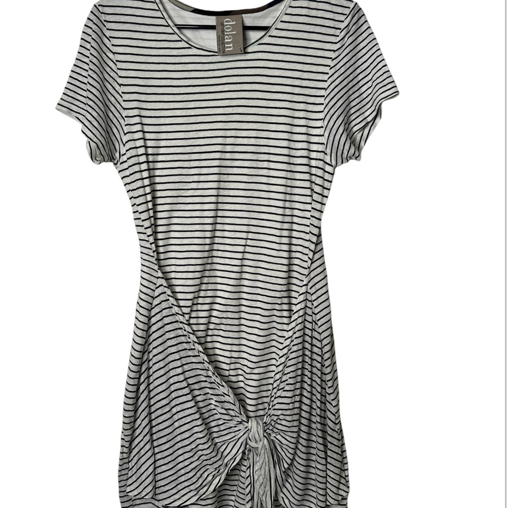Dolan Black and White Striped Short Sleeve Dress